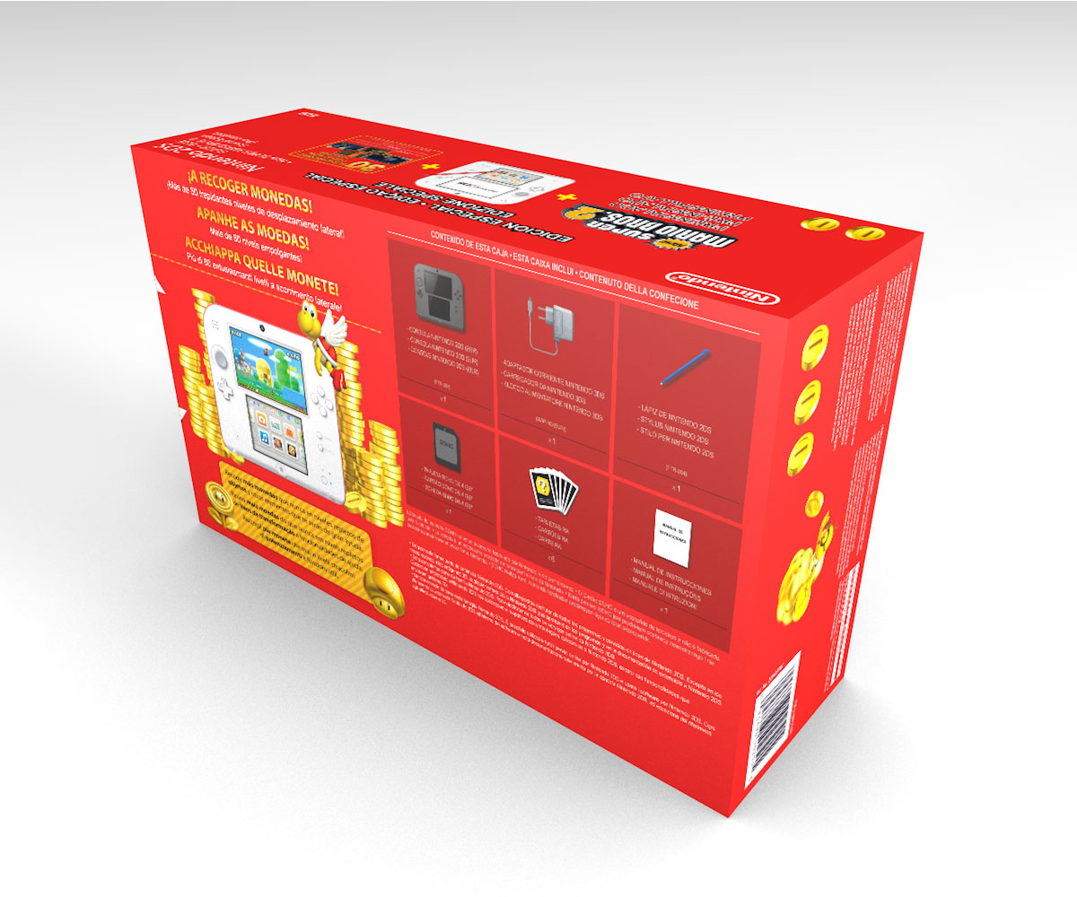 2DS Super Mario Bros White and Red Console Box, 2DS Mario White and Red box only