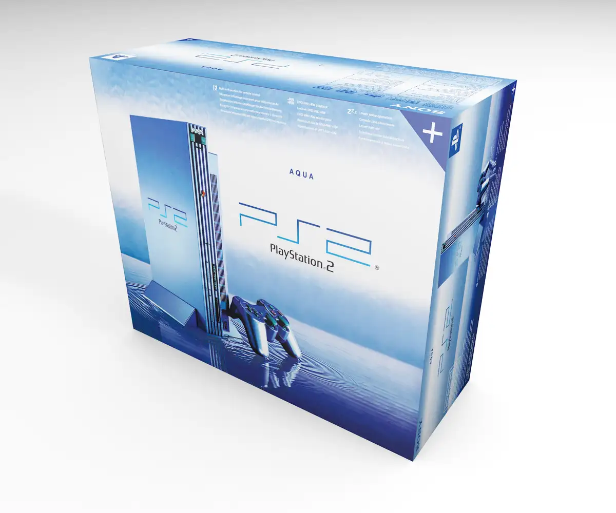 PlayStation 2 Aqua Fat replacement box