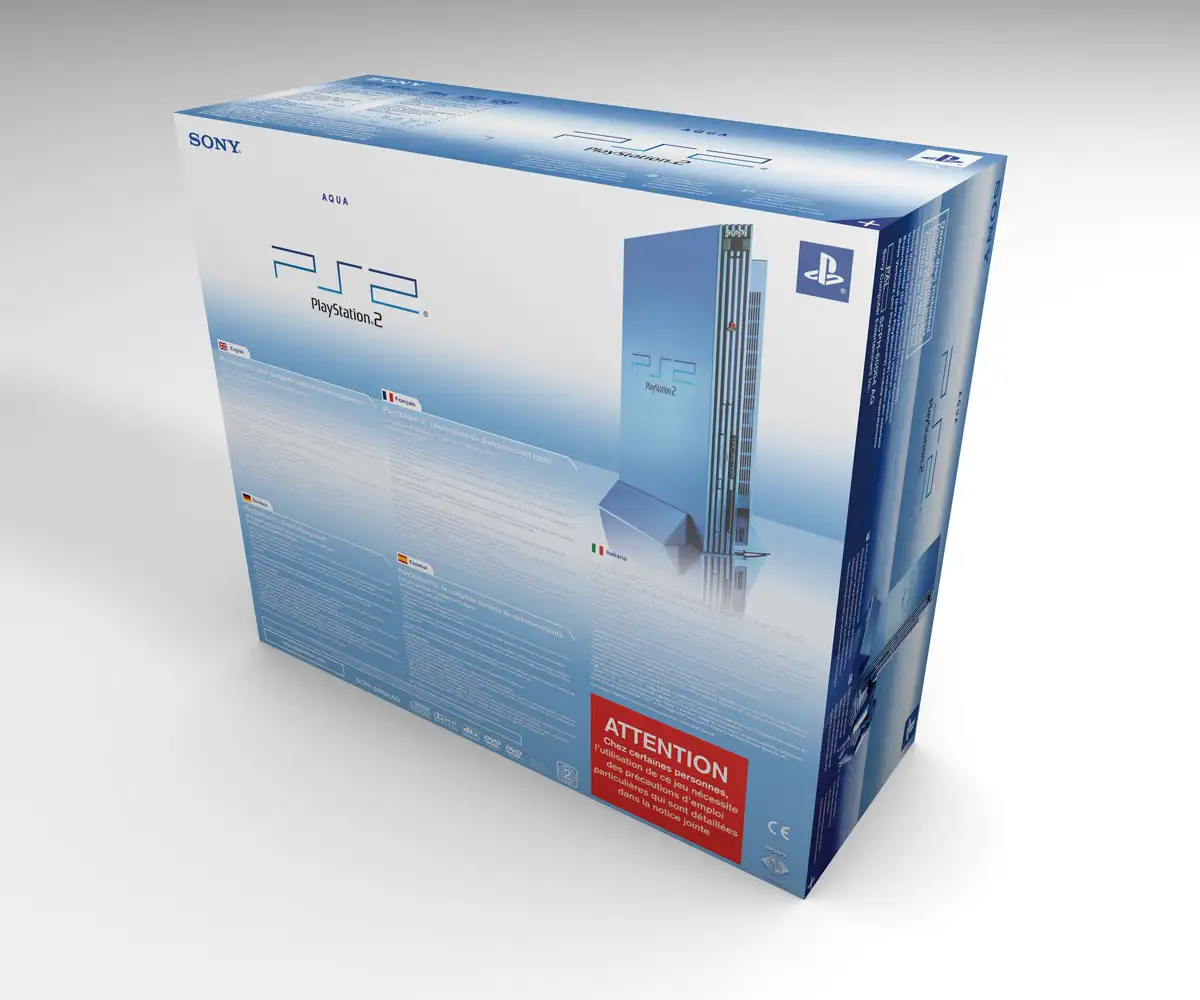 PlayStation 2 Aqua Fat replacement box
