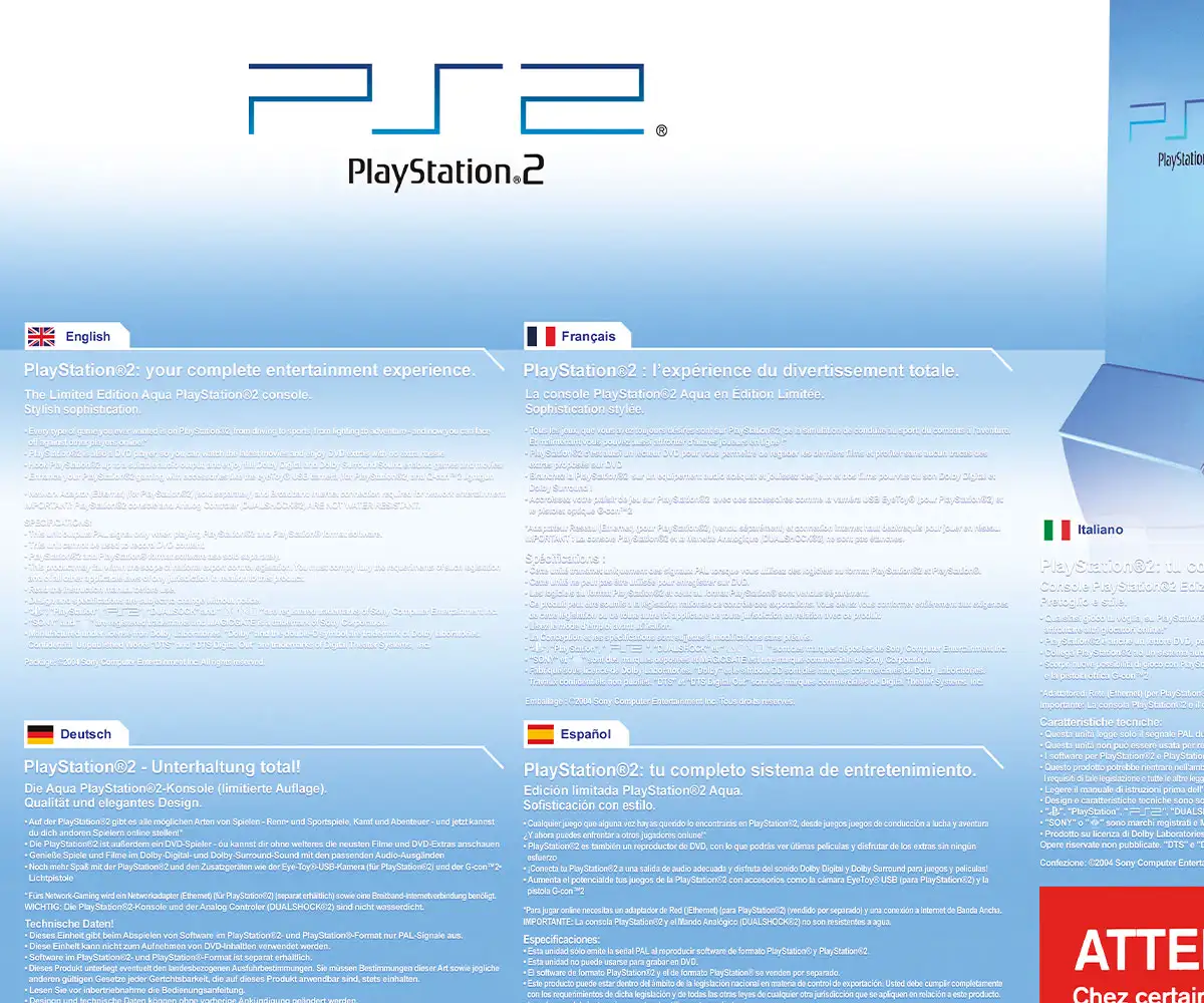 PlayStation 2 Aqua Fat replacement box